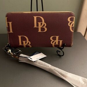 Dooney & Bourke Maroon and Gold Clutch